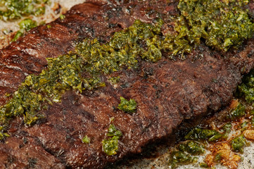 Grilled steak with chimichurri herb