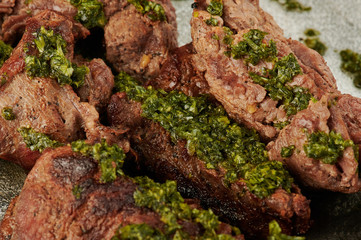 Grilled meat with herb