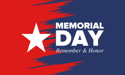 Memorial Day in United States. Remember and Honor. Federal holiday for remember and honor persons who have died while serving in the United States Armed Forces. Celebrated in May. Vector poster