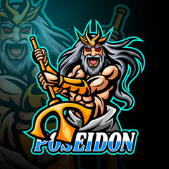 Poseidon mascot sport esport logo design