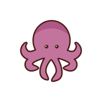 octopus sea animal line color style icon