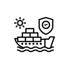 Voyage Insurance icon Line Vector Illustration.