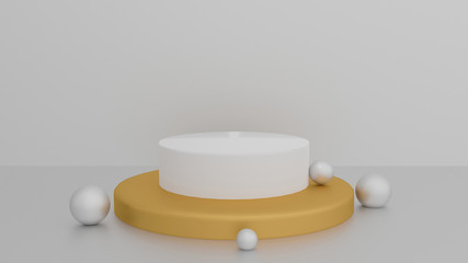 Exhibition Round podium ,3d illustration,White background 3d rendering.