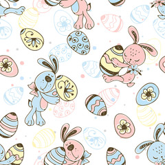 Seamless pattern with Easter eggs. Vector.