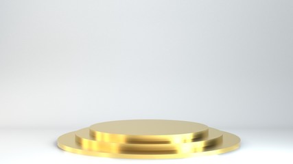 Golden three step copyspace podium isolated on white