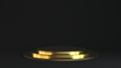 Golden Product stage 3D rendering