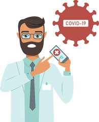 Doctor asking to call an ambulance in case you have a coronavirus symptoms