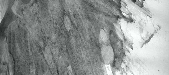 Abstract watercolor background hand-drawn on paper. Volumetric smoke elements. Neutral Gray color. For design, web, card, text, decoration, surfaces.