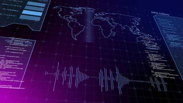 Corona Covid Virus outbreak world map disease spread analyze 3D animation infected HUD UI user interface health science technology futuristic warning alert sign background