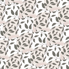 Leaves seamless vector pattern in neutral colors. Decoraative surface print design. Great for backgrounds, fabrics, stationery and packaging.