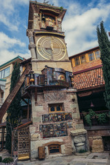 Rezo Gabriadze Marionette Theater tower on the Old Town of Tbilisi, Georgia