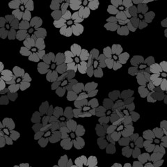 Naklejka na ściany i meble seamless pattern with flowers in monochrome gray, vector illustration, wallpaper ornament, wrapping paper