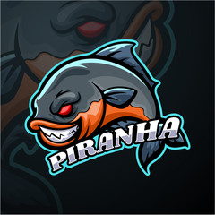 Piranha esport logo mascot design