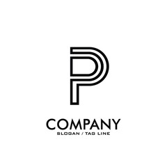 initial letter P  lines company logo design vector