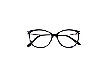 black glasses for vision on a white background isolated background