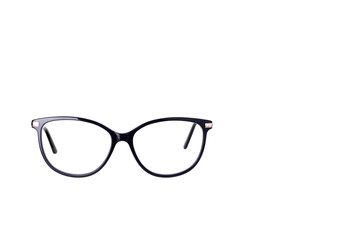 black glasses for vision on a white background isolated background