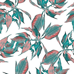 Poinsettia floral seamless pattern, watercolor abstract.
