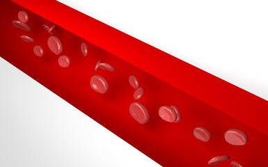  Vienna with blood. Blood cells. 3D rendering