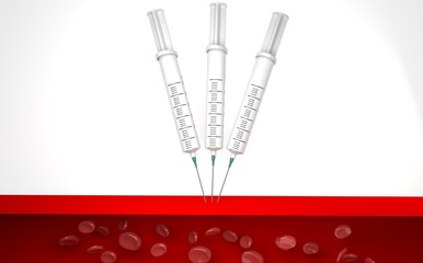  Syringes for injection. Collection of analyzes. Medicine. 3D rendering