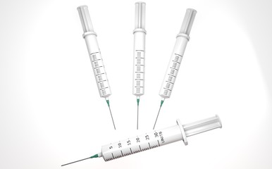  Syringes for injection. Collection of analyzes. Medicine. 3D rendering