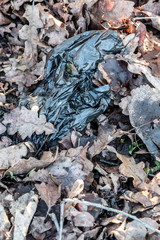 Plastic waste thrown away in the middle of nature