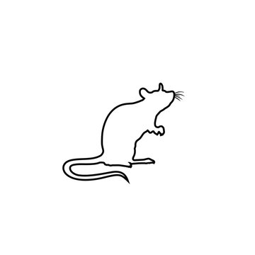 Standing Rat silhouette. Rat line icon. vector sign