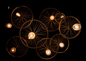 light bulbs with bicycle wheels