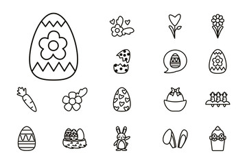 bundle of easter set line icons