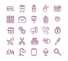 bundle of office set line style icons