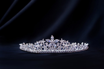 Royal luxury diadem with crystals, marquise diamonds.