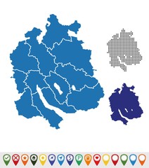 Set outline maps of Zurich