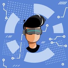 Vector illustration of boy with AR interface