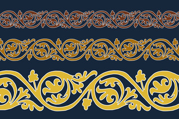 Borders in Byzantine style. Clip art on blue background