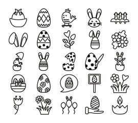 bundle of easter set line icons