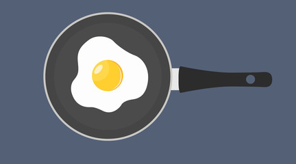 Vector Isolated Illustration of a Fried Egg in a Pan