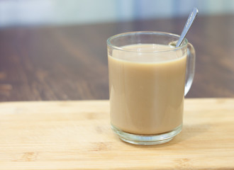 Cup of coffee with milk. best breakfast