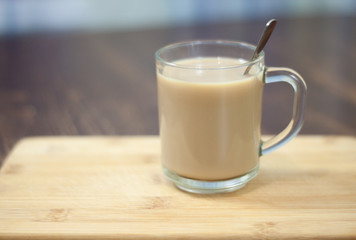 Cup of coffee with milk. best breakfast