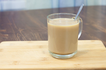 Cup of coffee with milk. best breakfast