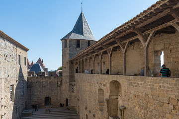 Fototapeta premium Inner courtyard of the castle, Carcassonne, France.