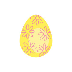 easter egg painted with flowers flat style