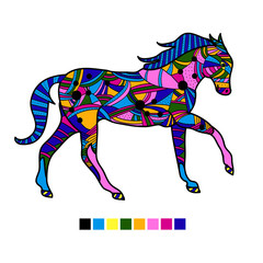 Obraz premium Highly detailed abstract illustration. Animal patterns with horse hand-drawn doodle