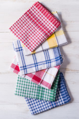 Fototapeta premium Colorful towels on wooden white table