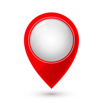 Map pointer icon in flat style with shaddow. Navigator symbol isolated on white background. Vector illustration