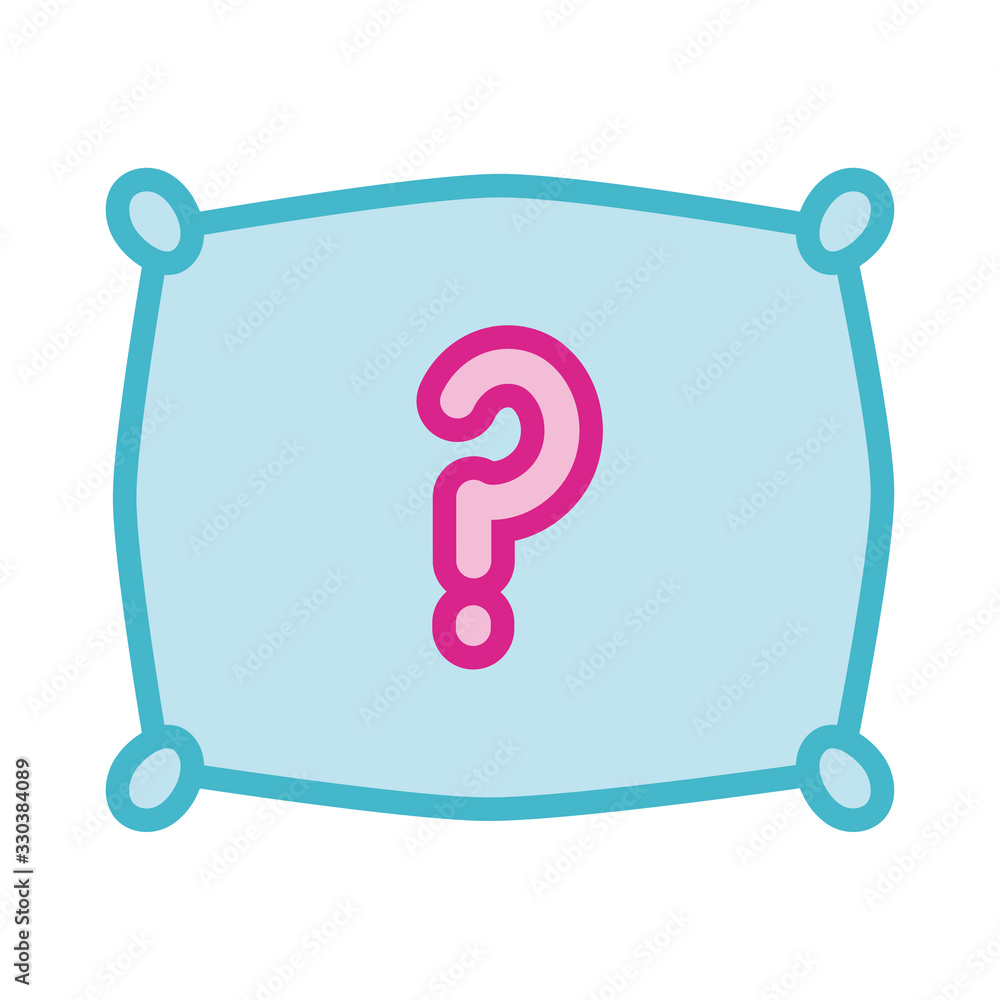 Poster pillow with interrogation symbol line and fill style