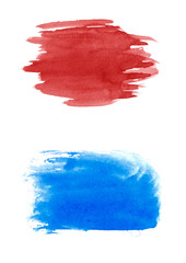 Blue and red abstract background in watercolor style