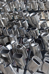 Car's exhaust system in exhaust shop