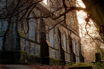 A small abandoned church captured during Sunset in Winter