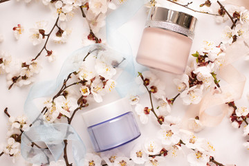 Skincare Product for facial with cherry blossom. 