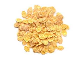 Corn flakes on white background