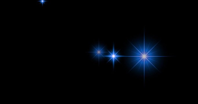 Blue sparkle star effect on black isolated background. Luxury elegant animation.